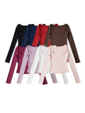 One-×Ö Collars With Long-Sleeved T-Shirt Purple Slim Slim Top Temperament Side-On-Shoulder-To-Wear T-Shirt
