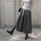 2026 Autumn And Winter New Skirts Loose Broad Leg Pants Nine Trousers Hair, Tight Waist Wide Leg Pants