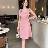 Designing A Bow With A Bow With A Dress For Women's Summer Small Casual Temperament Sleeveless A-Word Short Skirt