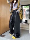 Black Leather Pants 2025PU Slacks Autumn And Winter High Waist Thin Straight New Pants Loose Mop