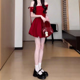 French Word Shoulder-To-Shoulder Black Dress Women's New Summer Hepburn Style Beautiful Pony Buds Short Skirt
