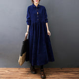 2026 Autumn Dress New Literary And Art Women's Clothing Large-Size Leisure Warm Wick Velvet Collar Long Swing Dress Women
