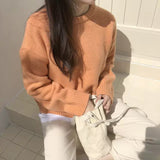 Miss Xue 2026 New Female Knitted Round Collar Bottom Loose Sweater Women's Autumn And Winter Lazy Wind Top