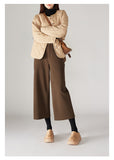 Specialty Quality Warm Eight-Point Broad Leg Pants 2026 Winter New Fashion Plus Thick Hairy Slacks Women's Pants