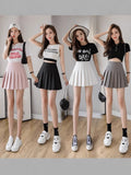 Four Seasons Short Dress Women's Hundredfolded Dress JK Uniform Skirt Fashion Half-Sleep (Long + Safety Pants + Zipper + Button)