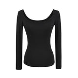Hottie Long-Sleeved T-Shirt Girl Pure Lust Wind On The Shoulder Slim Top Inside The Bottom Blouse T-Shirt