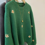 Milk Call Soft Glutinous Glutinous ~ Green Jacket Loose Sweater Women's Autumn And Winter Lazy Sense Of Relaxation