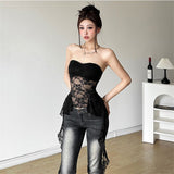Pure-Want Sexy Hottie Sleeveless Bra Vest Women Autumn And Winter New Repair Lace Splicing Top Tide
