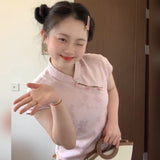 Large-Size Fat MM New Chinese-Style Improved Pink Cheongsam Dress Gentle Wind Temperament To Close The Waist Thin A Word Long Dress