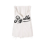Vintage Letter Zipper Hooded Little Vest Women Summer New Hottie Style Thin Sleeveless Top Tide