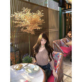 Fashion Retro Sexy Pure Want To Show The Shoulder Long-Sleeved T-Shirt Girl Spring New Slimming Inside The Short Top Tide