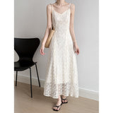 French Apricot-Coled Dress Women's Summer 2026 New High-End Temperament Lace Heavy Industrial Dress