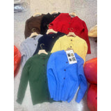 3.11/New In Spring XUAN XIAO JIE Solid Blue Knitted Shirt Woman