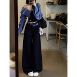 2026 New Super-Good-Looking Shoulder Splicing Top Female Korean Version Of Loose Thin Slacks Two Sets Of Women