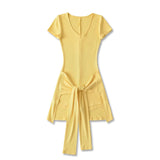 Spring And Summer Niche Hottie Waist Strap Two Sets Of One-Piece Women Solid Color Repair T-Shirt Short Sleeves