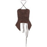 Summer New Niche Hottie Sling Vest Female Bare Shoulder Hanging Neck Umbilly Unique Special To Short Top