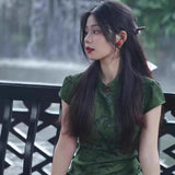 New Chinese-Style Improved Cheongsam Femininity Vintage Short-Sleeved Dress In 2025