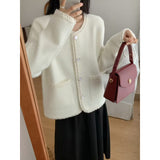 KANING Imitation Sabled Pearl Knitted Cardigan 2026 Autumn New French Small Scented Sweater Jacket