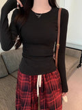 Ins Sexy Hottie Short-Sleeved T-Shirt Girl Basic Long-Sleeved Bottom Top Lady