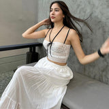 Summer Hottie Sexy Hollow Net Yarn Hanging Neck Sling Vest Women's Design Sense Slimming Top