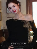 Vintage Pure Babes Leopard-Print Bow Tie With T-Shirt Women's Early Autumn Design Embstaple Shoulder Coat