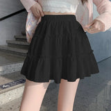 Girl Wind Tight Waist Solid Wood Ear Half-Dress Girl Summer Sweet Anti-Puff Puff A-Type Skirt