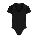 Sexy V-Neck Tight Thin Short Sleeve Bottom T-Shirt Girl 2025 New Summer Babes Blouse