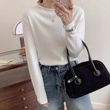 KANING Simple Half-High Collar Knitted Bottom Shirt Women 2026 Autumn And Winter Soft Long Sleeves With Sweater Top