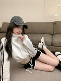 Purely Casual Casual White Three-Bar Coat Women's Autumn 2026 New Sports Long-Sleeved Cardigan Top