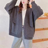 KANING Milk Blue Soft Knitted Cardigan Women's New Solid Color Lazy Wind Sweater Jacket In Autumn And Winter 2026