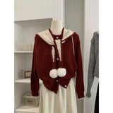KANING Navy Collar Shawl Knitted Cardigan 2026 Autumn And Winter New College Style Love Buckle Round-Neck Sweater Jacket