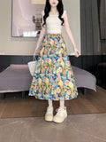 Summer New Art Design Ink Oil Painting Half-Body A Skirt In The Long Seven-Point Skirt