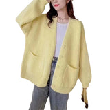 KANING Milk Blue Soft Knitted Cardigan Women's New Solid Color Lazy Wind Sweater Jacket In Autumn And Winter 2026