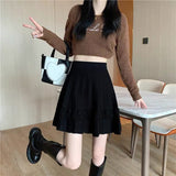 KANING College Wind Knit Short Skirt Women High Waist Skirt Autumn High Waist High Waist Show Thin Tight Waist A Skirt Girl