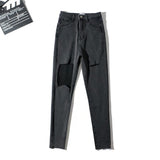 Spice Girls Summer Personality Big Hole Pencil Nine-Point Trousers Elastic Tight Small Foot Pants Fashion Thin