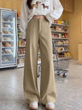 Black Casual Broad-Legged Suit Pants Women's New Large-Size Fat Mm Loose Thin Pear-Shaped Body Straight Pants