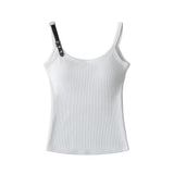 Hottie Pure-Stuane Summer Leather Buckle Design With Chest Pad Sling Vest Slimming Skinny Bottom Sleeveless Top