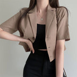 Korean Version Of The Solid Color Short-Sleeved Cotton T-Shirt Woman 2026 Spring And Summer New Leisure Temperament Short Suit Jacket