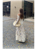 High Waist Hanging Feeling Broken Flower Skirt Girl Spring Summer New Sweet Long A Dress Small Long Dress