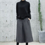 Wool Wide Leg Pants Women Autumn And Winter New Nine-Point Original Design Hairy Pants Loose Fashion Thin Temperament Skirts