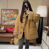 2025 Winter New Two Sides Wearing Lamb Wool Coat Women's Long Fur Locomotive Clothing Thicker Warm Coat