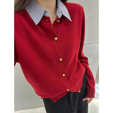 Station 2026 Autumn And Winter French Temperament Female High-Quality Collar Collar Collar Two Knitted Open Shirt Woman