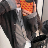 KN Fake Two Knitted Shirt Sweater Women 2026 New Autumn And Winter Round Collar Slimming Thin Women's Top