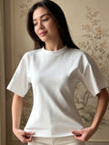 Sexy Slim Slim Thin Round Collar Solid Color Short-Sleeved Women's T-Shirt Summer Tie With Waist Pure Desire Casual T-Shirt Top Girl