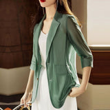 2025 Spring And Summer Thin Blazer Women's Design Sense Of Niche Fashion Temperament Loose Chiffon Sunscreen Shirt