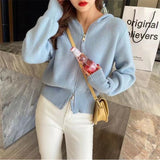 Double Zipper Hooded Sweater Coat Women Autumn And Winter New Gentle Wind Showing Thin Aging Temperament Short Knitted Cardigan Woman