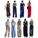 2025 Tight High-Waisted Striped Straight Sweater Women's Autumn Loose Thin Drawstring Tungs Wide Leg Sleet Sleet Sleet Sleet