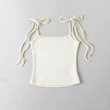 Sweet Sister Summer Embroidered Bow Tie With Bottom Sling Sleeveless Fashion Pure Desire Vest