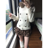 [Wrepe Warmed With 450 Grams Of Velvet] Double Buckle Collar Hooded Coat Women's Autumn And Winter New Top