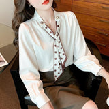 Early Autumn Chiffon Women's Shirt Autumn Dress 2025 New Top Women's Design Sense Niche T-Shirt